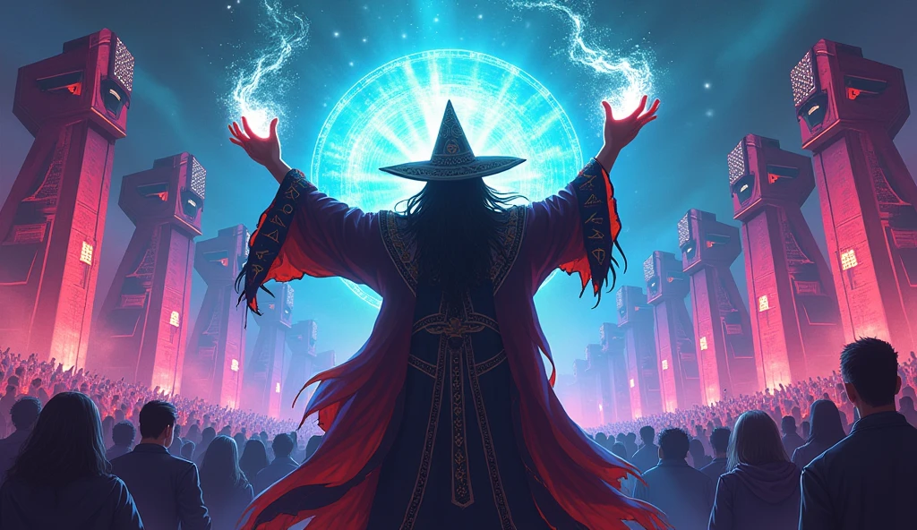 wizard, edm music, eletronic music show, illustration
