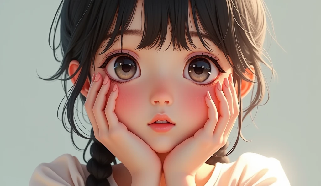 beautiful, masterpiece, best quality, ((beautiful eyes), (Delicate face)), Height and weight, cartoon, 1 Girl, same,, Portrait Photography, Looking at the audience, Intricate details,, ((Strong contrast between light and dark)),, (5 fingers, Beautiful hand shape, 1.5)),