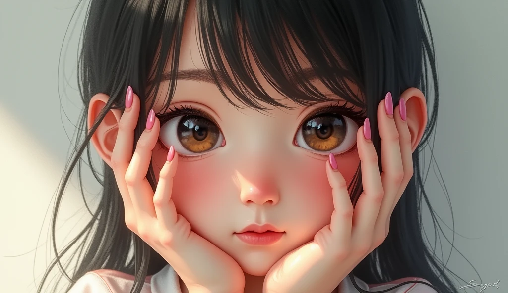 beautiful, masterpiece, best quality, ((beautiful eyes), (Delicate face)), Height and weight, cartoon, 1 Girl, same,, Portrait Photography, Looking at the audience, Intricate details,, ((Strong contrast between light and dark)),, (5 fingers, Beautiful hand shape, 1.5)),