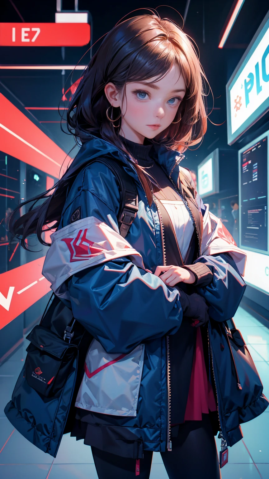 a girl holding crypto and waiting for right time to sell. She is exploring market