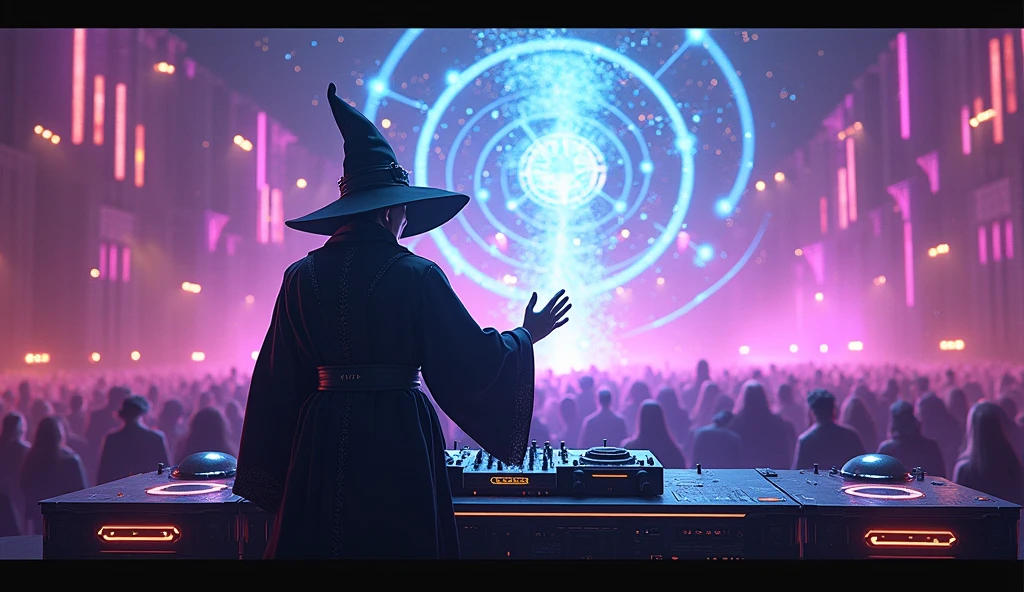 wizard dj, edm music, eletronic music show, illustration 3d
