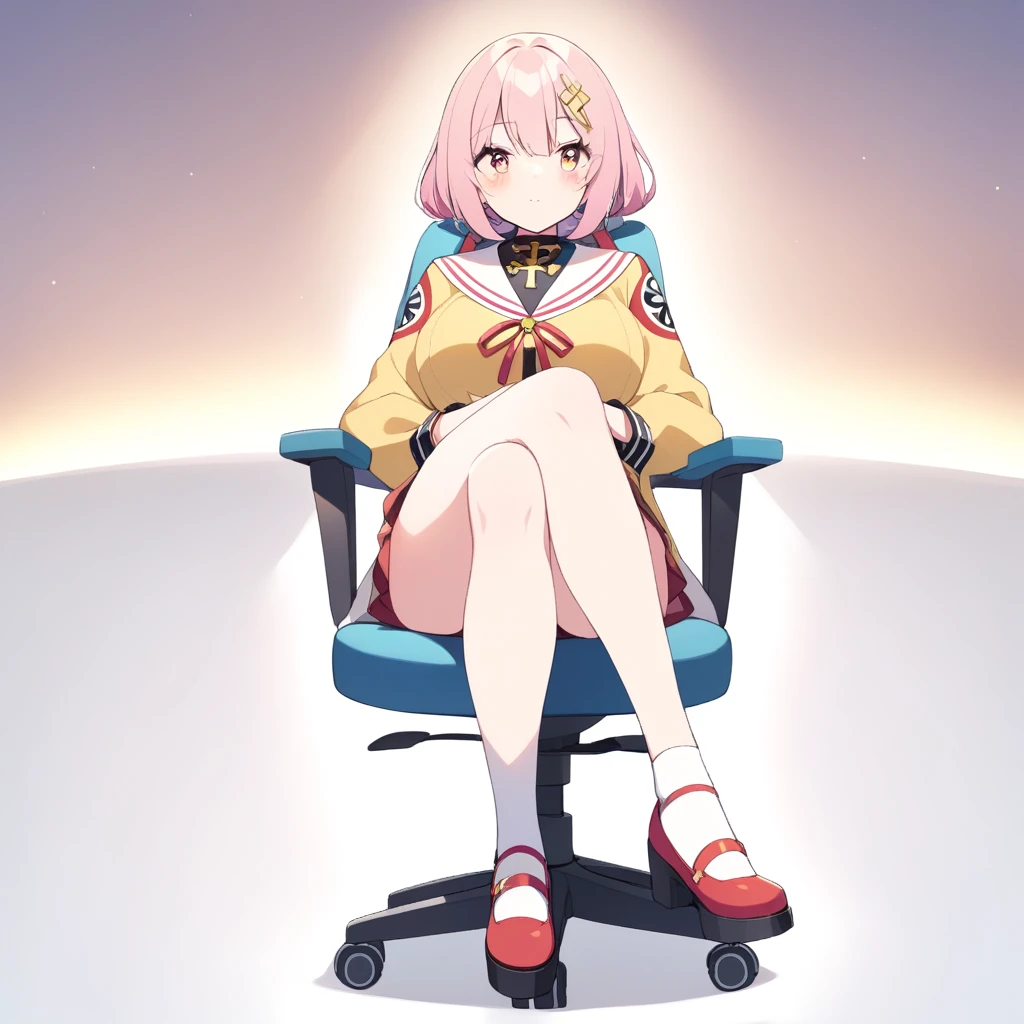1 Girl,paradise of life,Cross your legs,Chair