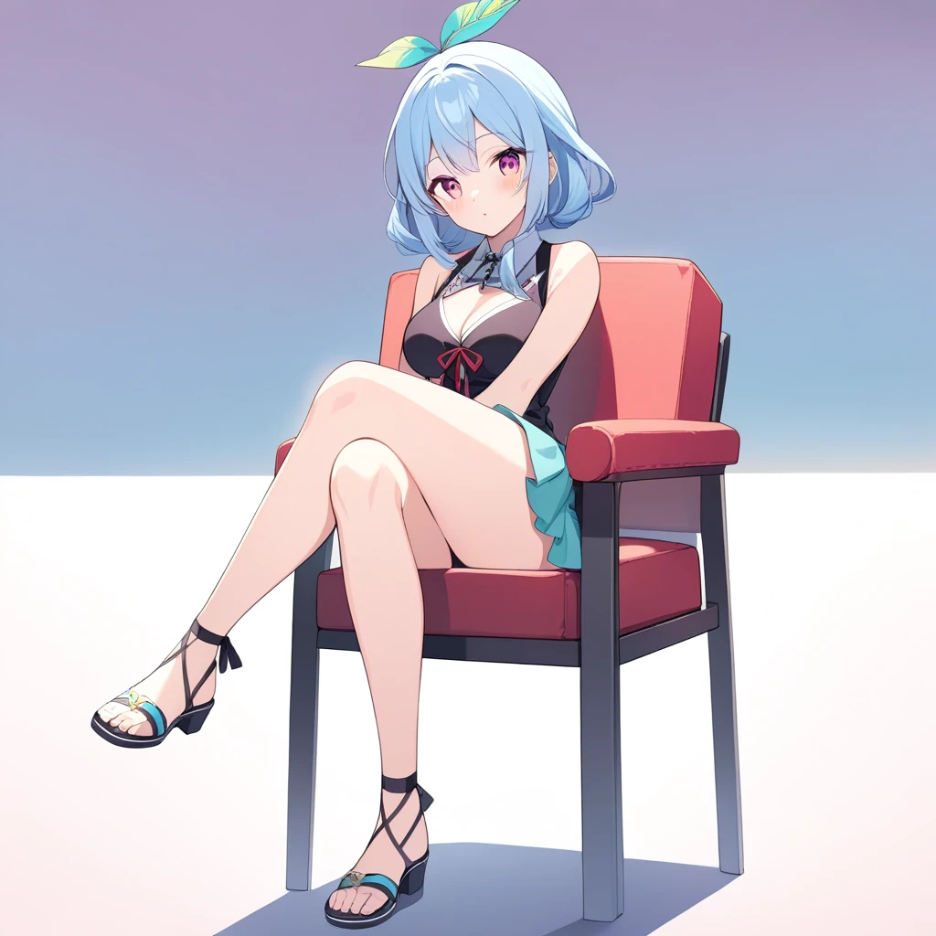 1 Girl,paradise of life,Cross your legs,Chair