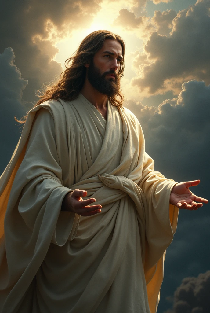 Make the creation of Adam in dark fantasy art Make Jesus more tidy 