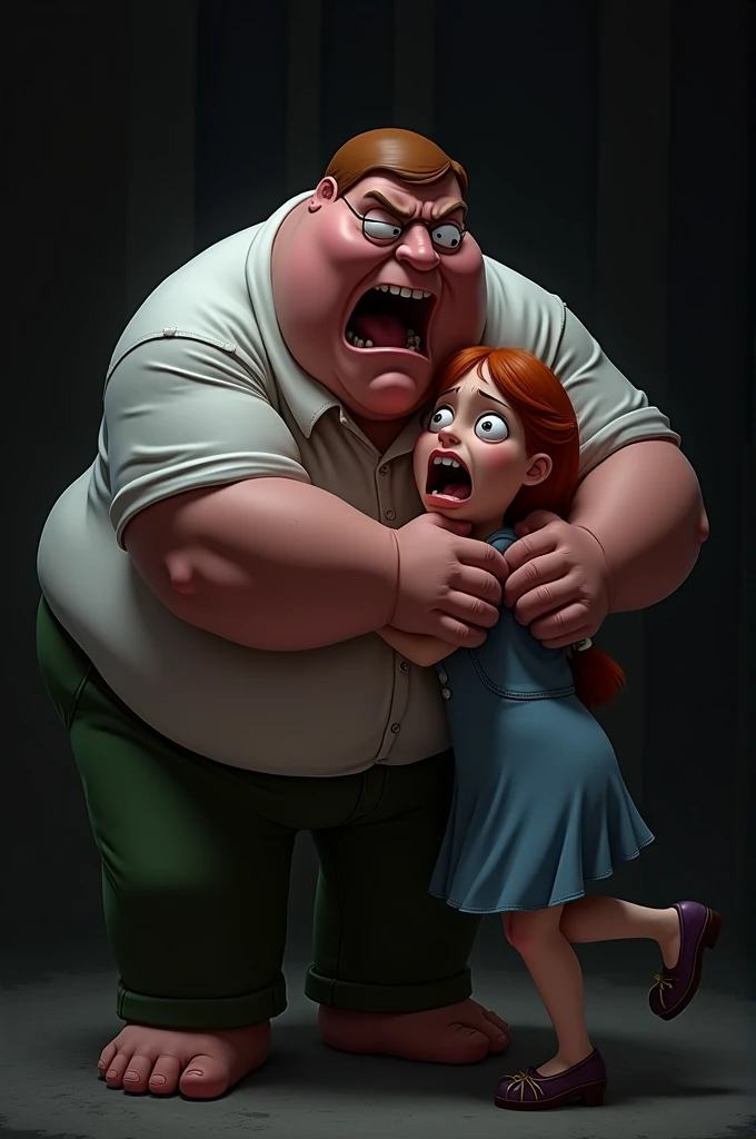 Peter Griffin holding meg's neck