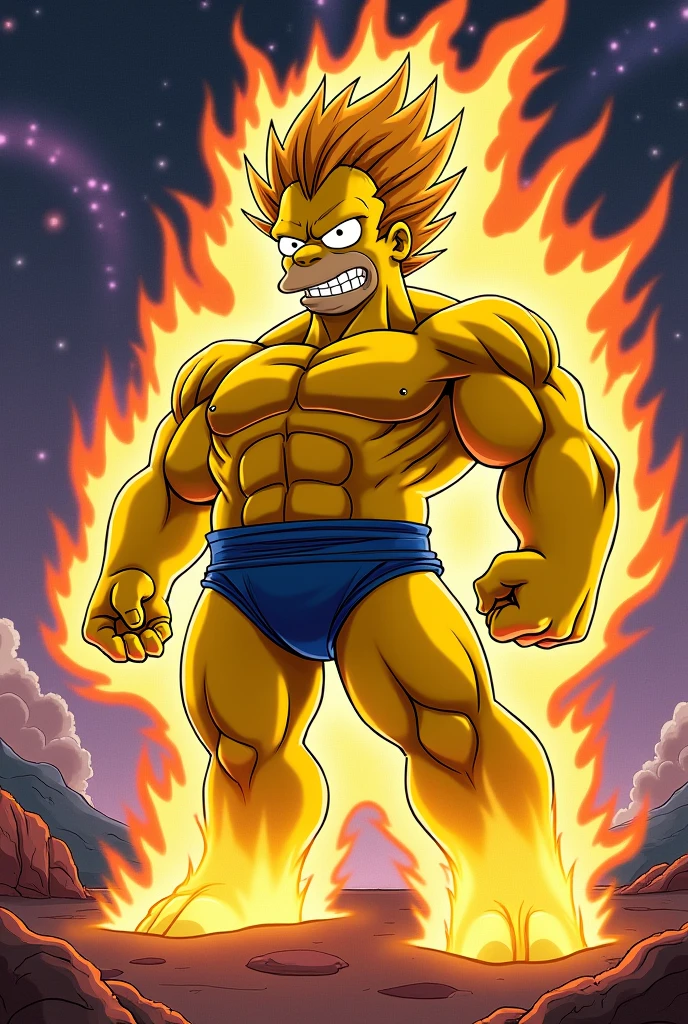 Homer simpsons as a dragon ball super saiyan character