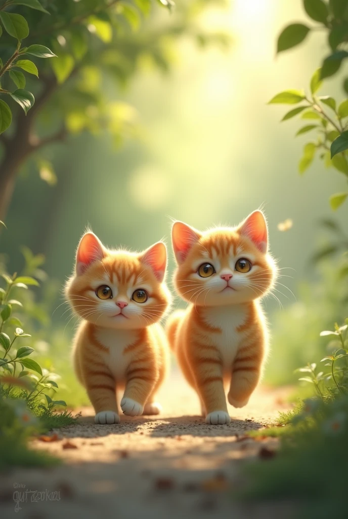 picture of a cat walking with its girlfriend