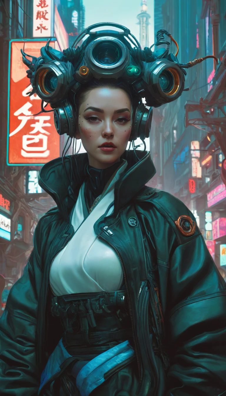 cyberpunk, Movie Frame, The endless future, ultra realistic, 8ก, lively, details, ZBrush, comic book illustration, Trending at artstation, By Peter Mohrbacher, by WLOP, By Ruean Jia, By Alphonse Mucha, By Dmitry Prozorov, By Norman Rockwell,