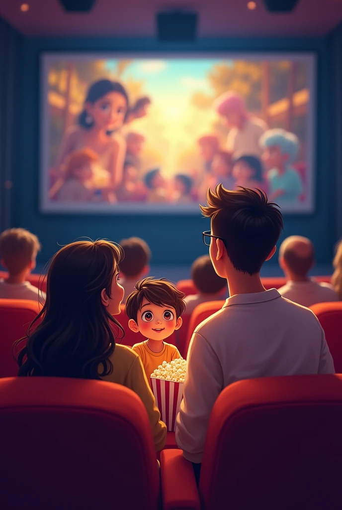 Draw a boy girl and his sister and mom and father as a tamil where in a theatre
anime charachter