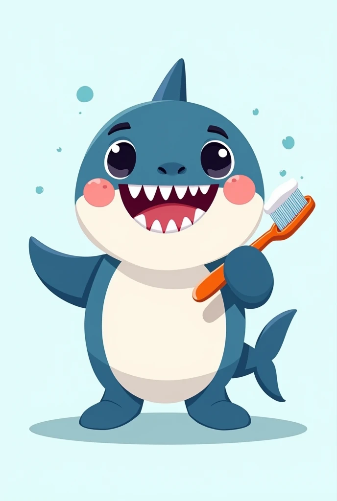 Cute Cartoon shark with toothbrush brush