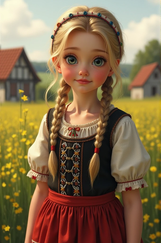 Une fillette belge en tenue traditionnelle.