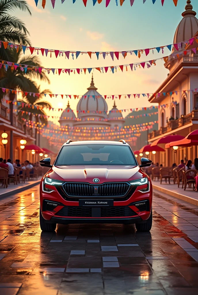 produce an AD for 2024 Skoda kushaq with Krishna Janmashtami in Udaipur with no people in the photo
