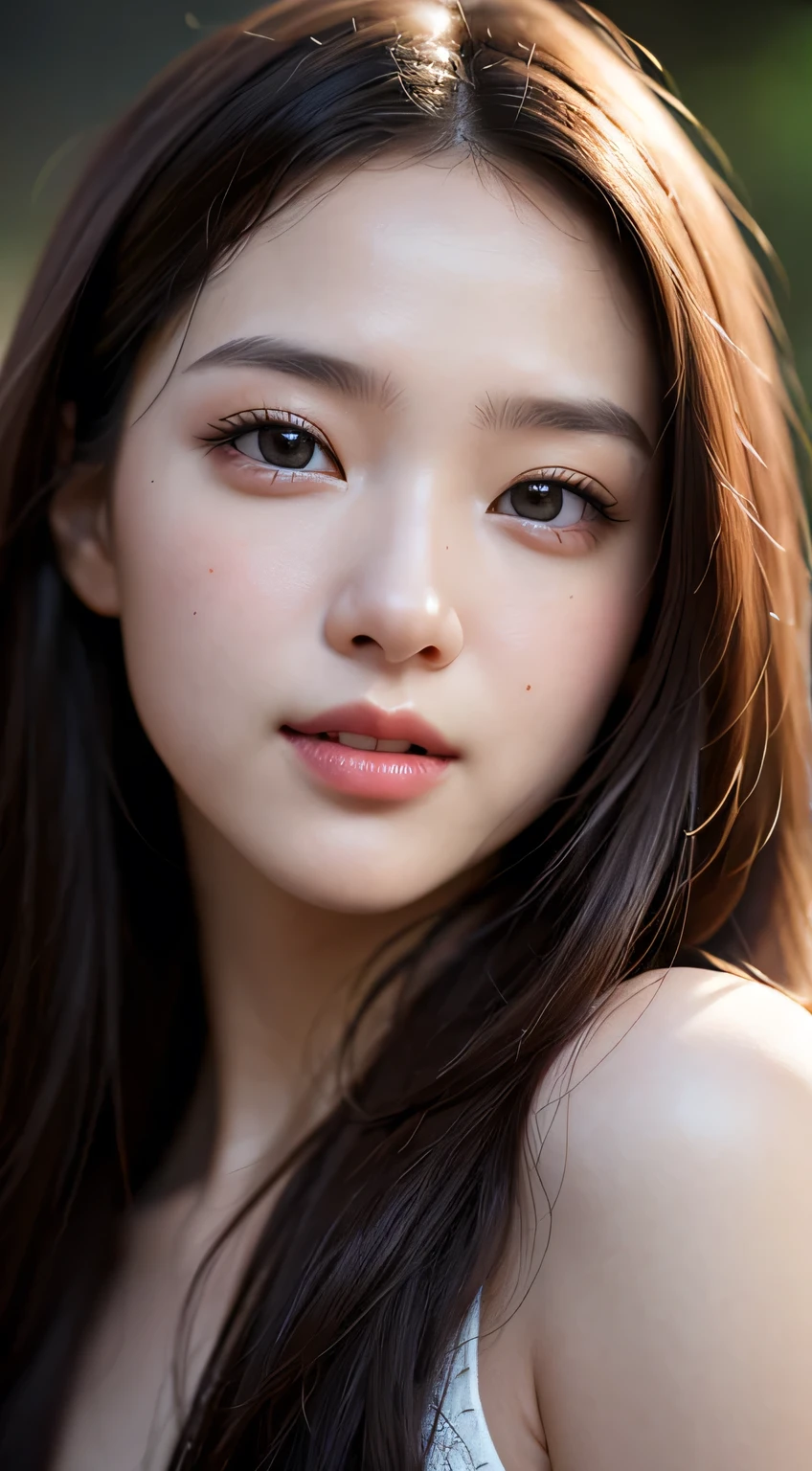 close-up, masterpiece, best quality, raw photo, photorealism, smile, beautiful girl, cute, long hair, depth of field, high resolution, ultra detail, detail, highly detailed eyes and face, sharp pupils, realistic pupils, sharp focus, cinematic lighting