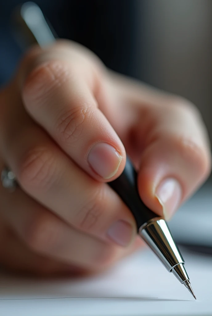 The tumb finger click the top of the ballpen