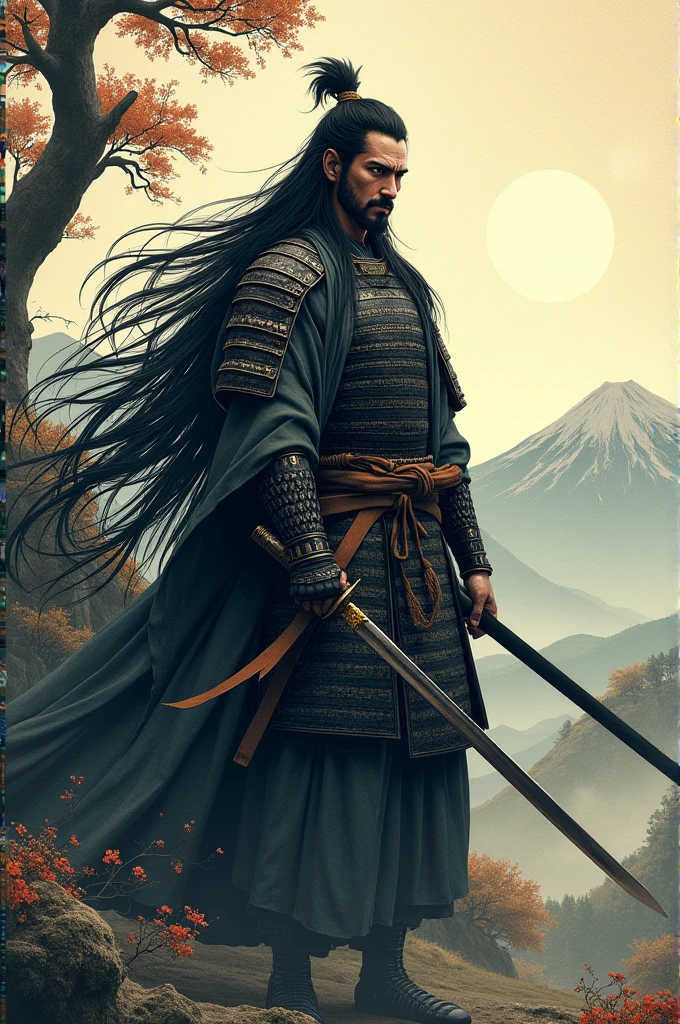 Long hair man samurai
