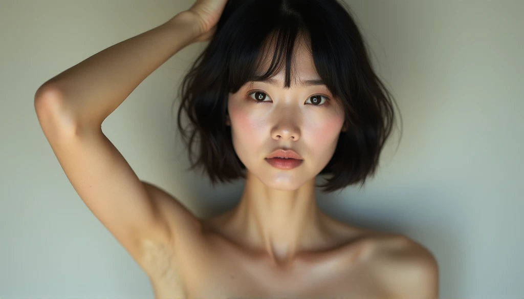 Japanese women whole body Real photograph topless Bob Hair armup