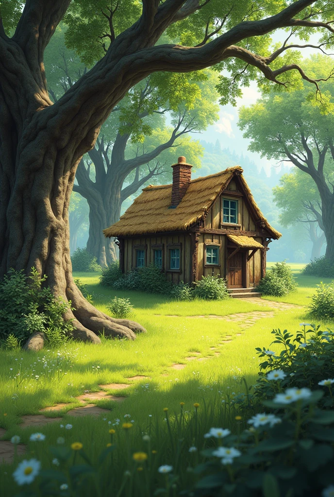 Old village green grass old home ￼
