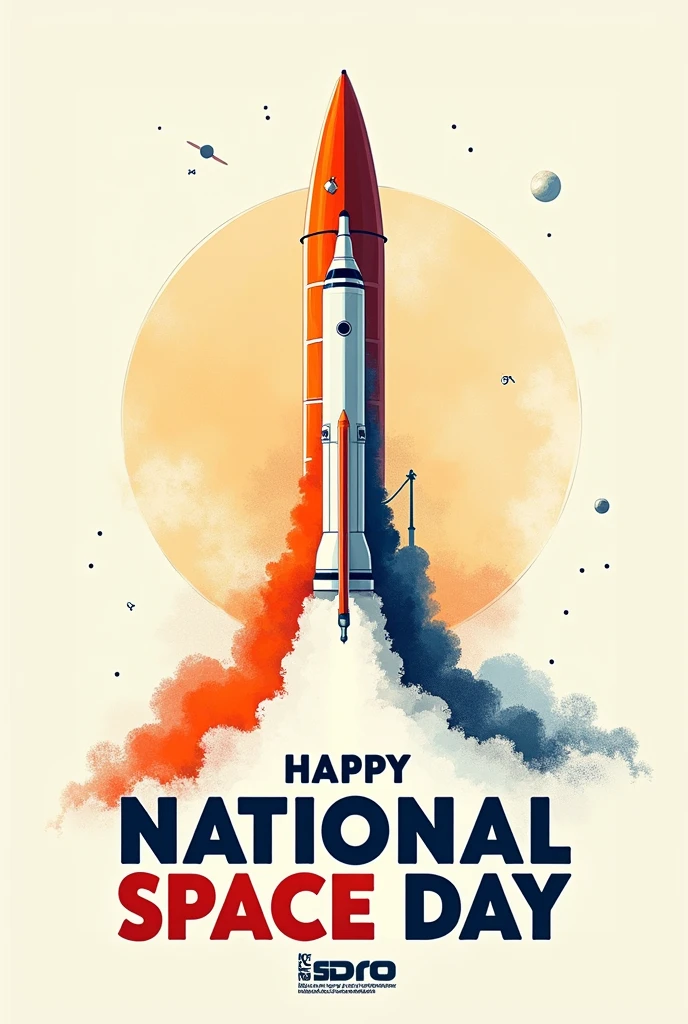 Poster on national space day using markers on isro simple also add r9cket and less color