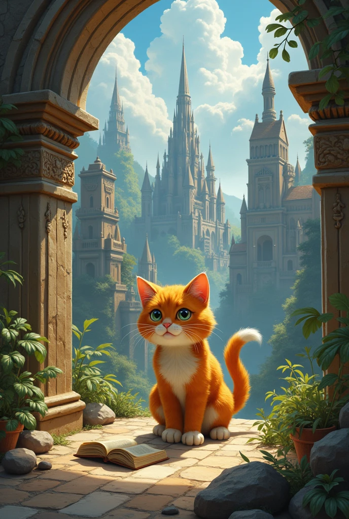 After the orange cat opened the mysterious book, entered a magical world. There he saw an ancient civilization, Where he is on an important mission."