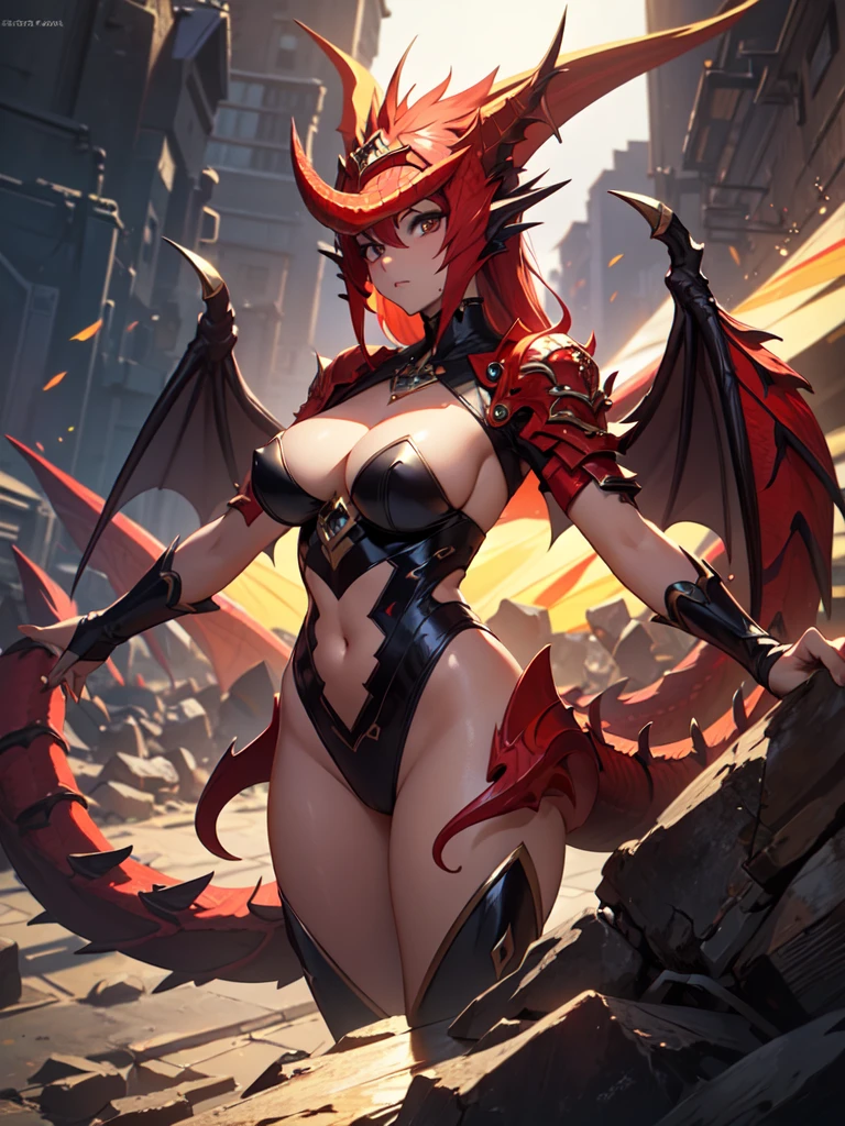 (((masterpiece, best quality, 16k))) red dragon
