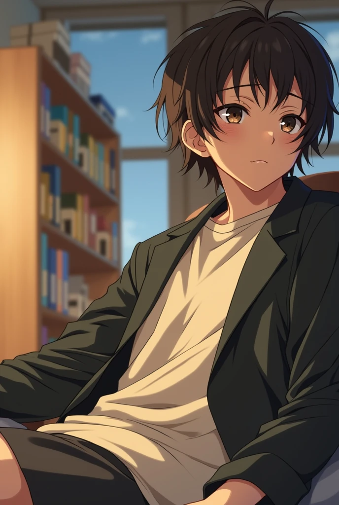 Japanese male high school boy, 2000s, shy, soft filters, warm lighting 