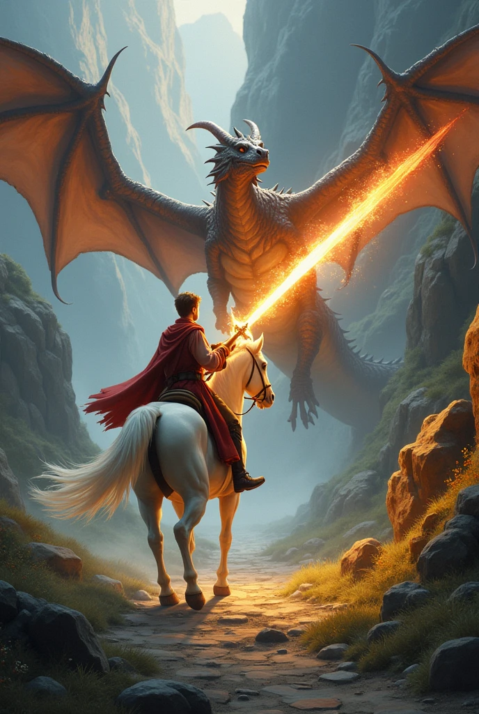 The path to the castle was full of dangers, but Leo was determined. He rode on his white horse, Pegasus, and set off on a great adventure. On the way, he encountered a huge dragon that breathed fire! But Leo wasn&#39;t afraid. He used his magic sword, that shone like the stars, and managed to defeat the dragon.