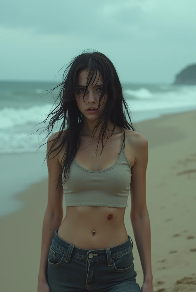1 girl forced to lie on the beach and suffer terrible things