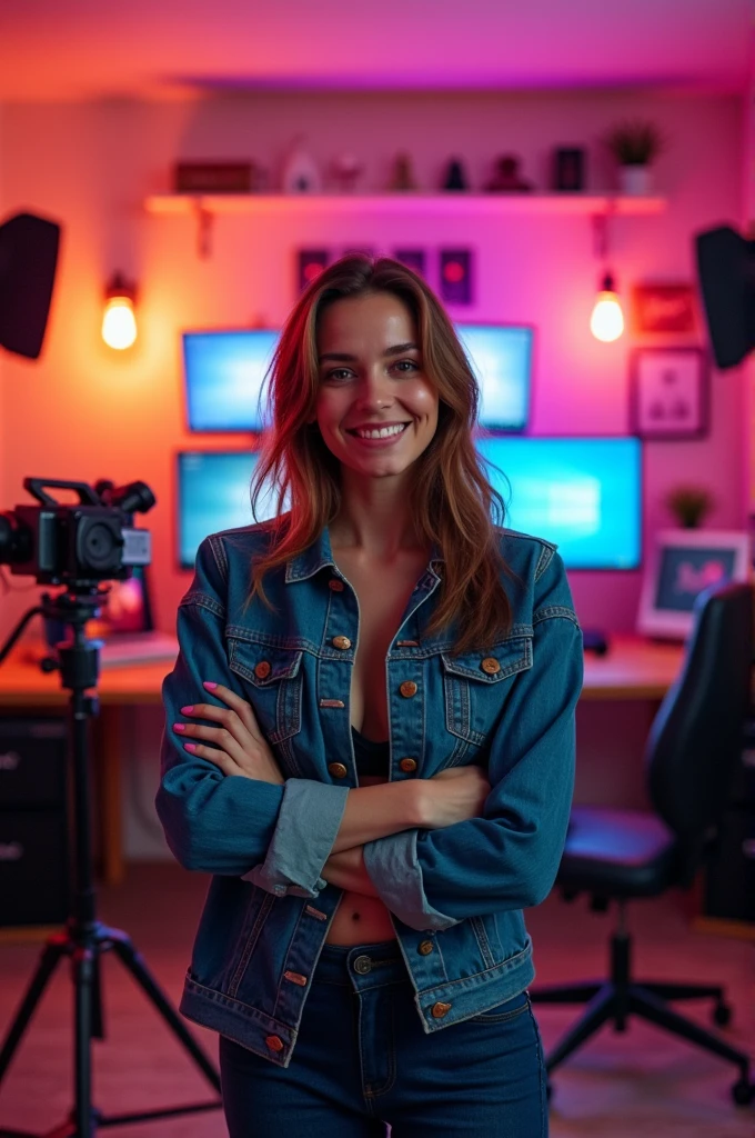 Youtuber in his studio 
Front photo 
