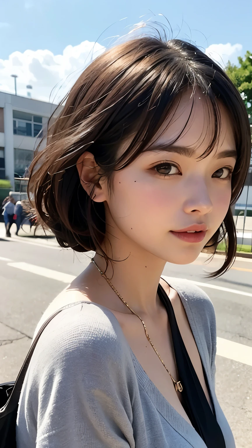one person's, alone,very cute, Long Hair, View your audience, Blue Eyes Background, White Background, jewelry, Mouth closed, Jacket, Upper Body, Pink Hair, Earrings, Pink Eyes, necklace, From the side, sweater, lips, eyelash, Compensate, Wavy Hair, Earrings, cross, lipstick, 耳のEarrings, eye shadow, hoop Earrings, ピンクのlips, Variegated eyes, Pink Theme, , ピンクのeye shadow,