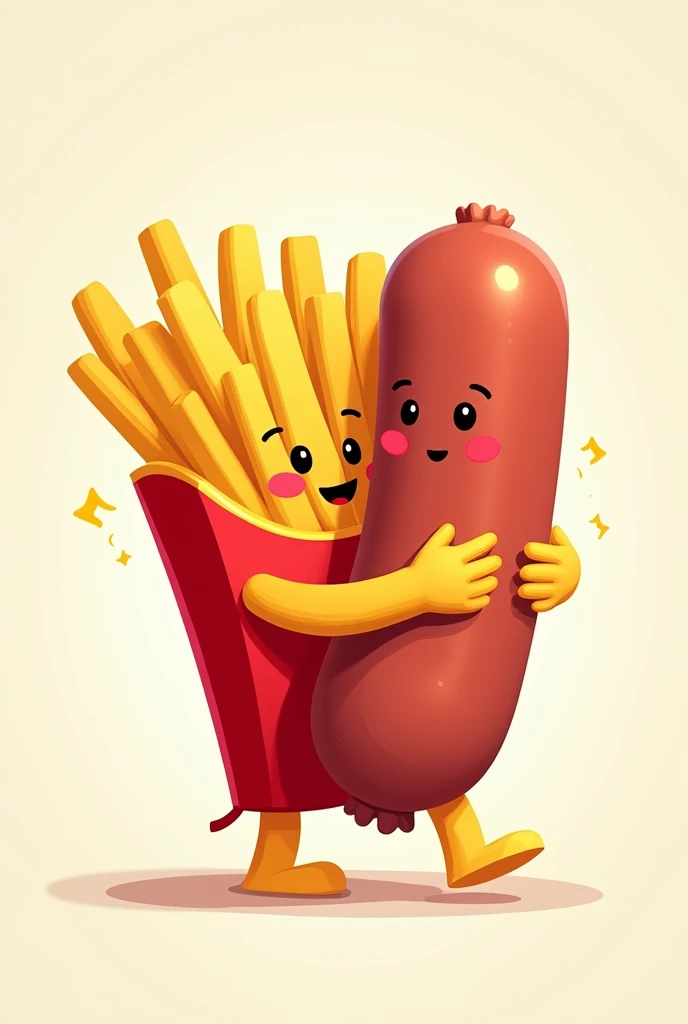 A French fry hugging a sausage