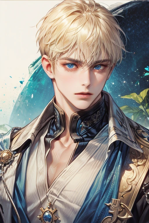 male face, blue eyes