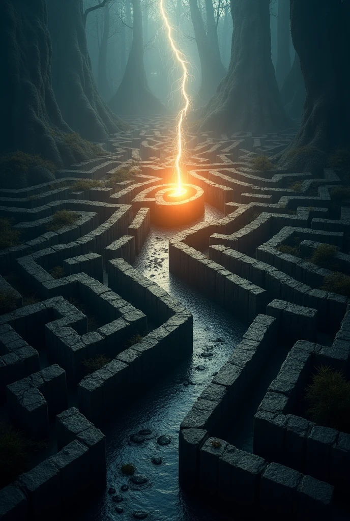 A maze with a bright light at the end.