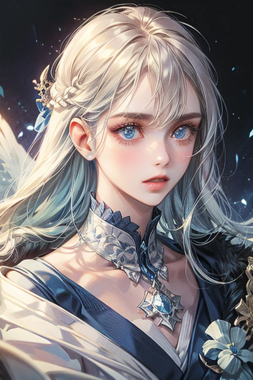 female face, blue eyes