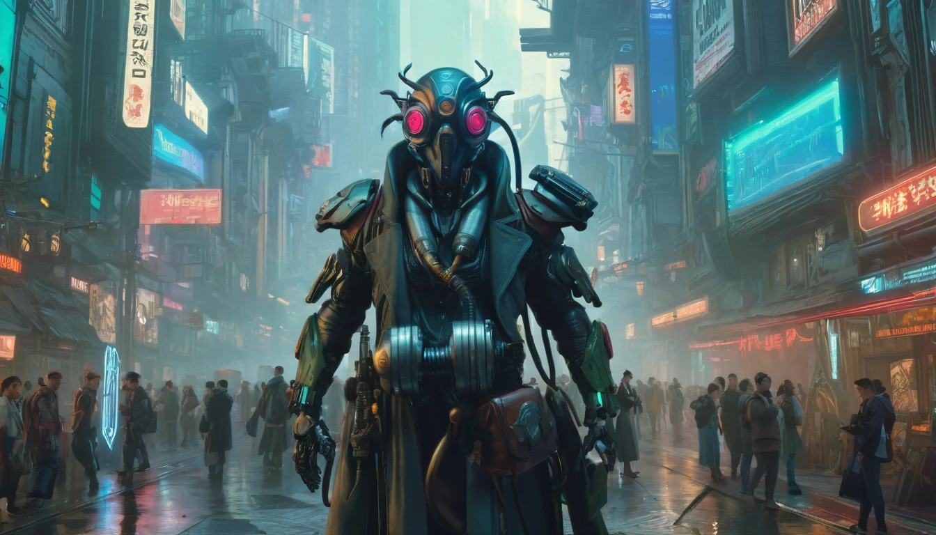 cyberpunk, Movie Frame, The endless future, ultra realistic, 8ก, lively, details, ZBrush, comic book illustration, Trending at artstation, By Peter Mohrbacher, by WLOP, By Ruean Jia, By Alphonse Mucha, By Dmitry Prozorov, By Norman Rockwell,