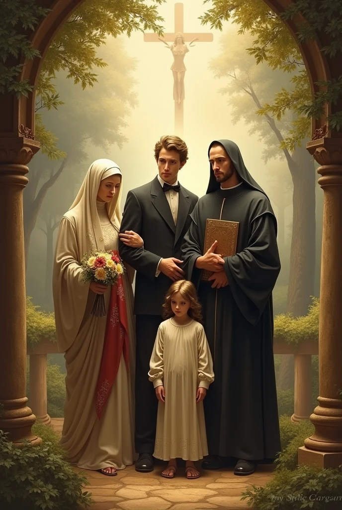 Image that reflects the three vocations of the Catholic Church: marriage, religious and lay 