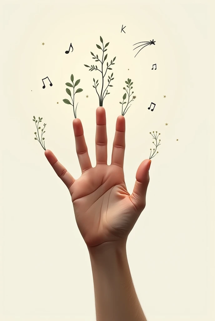Hand drawing with life goals growing in the finger tips