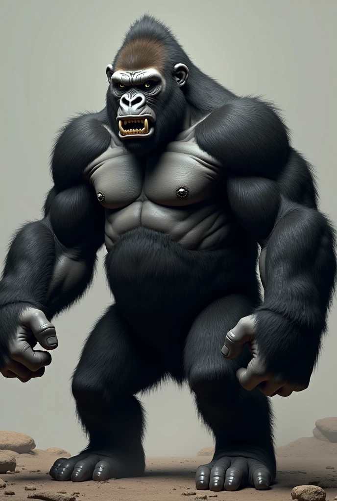 An aggressive realistic gorilla 