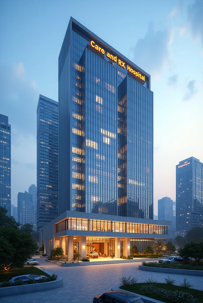 Hospital Building
with name CARE AND RX HOSPITAL