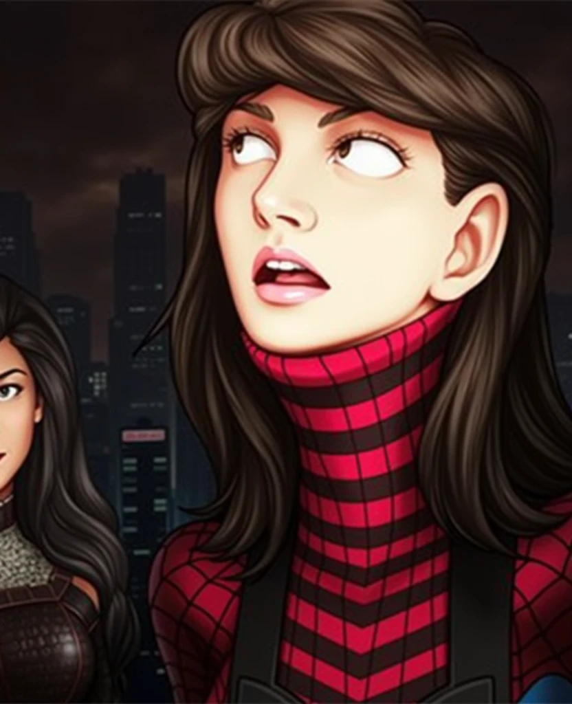 Create a spiderman with the image with woman