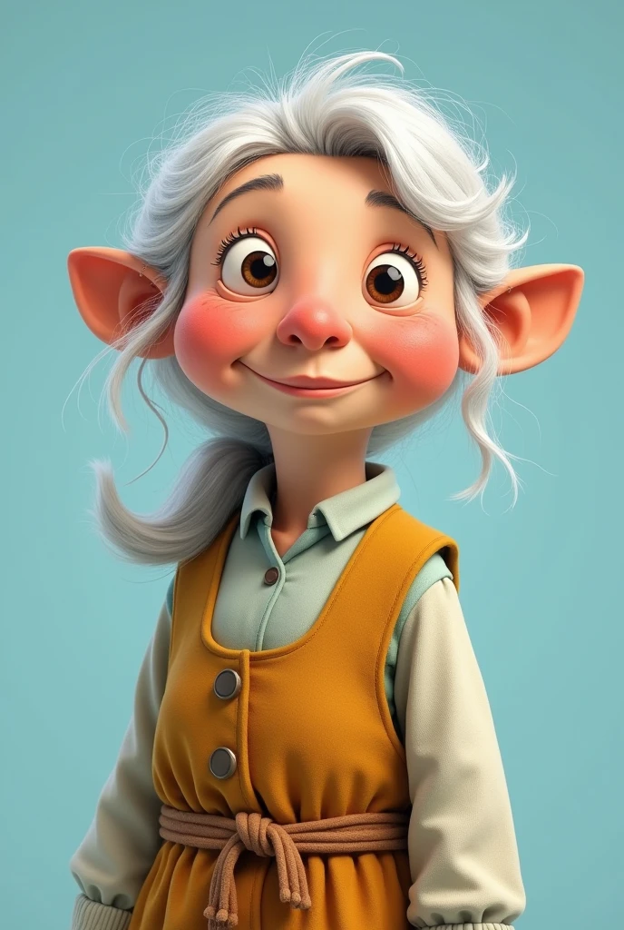 ((Best quality)), ((masterpiece)), (detailed), 3d on a light blue background cheerful Freken Bock (Miss Hildur Bock) — a minor character in the trilogy about the Kid and Karlsson by the Swedish writer Astrid Lindgren.