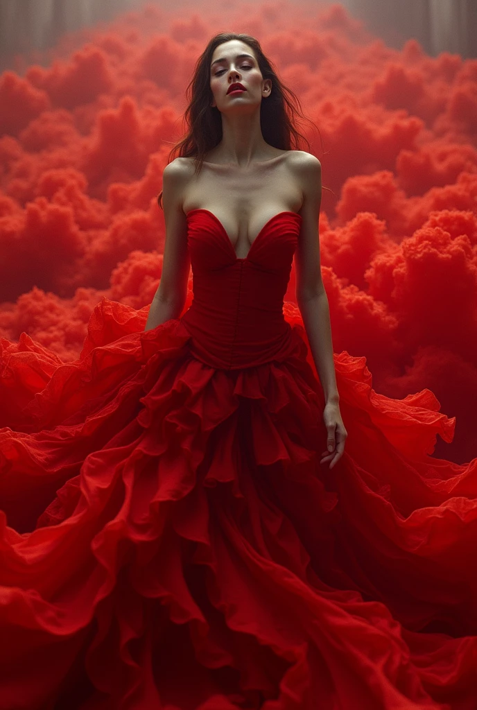 Damo will transform into a sea of red clothes , cleavage