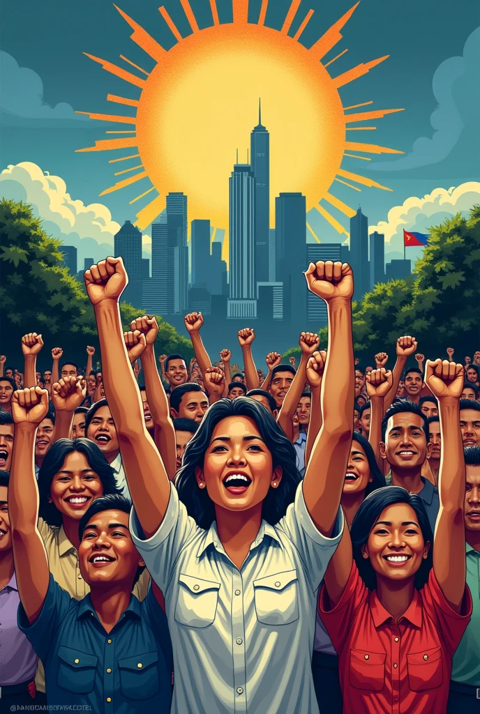 make a drawing/poster about filipinos voting for the right person to lead the country/government make it 2d