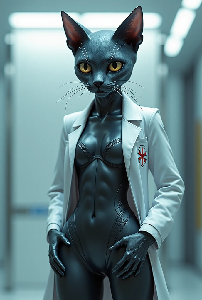Doctor catgirl in latex leggings