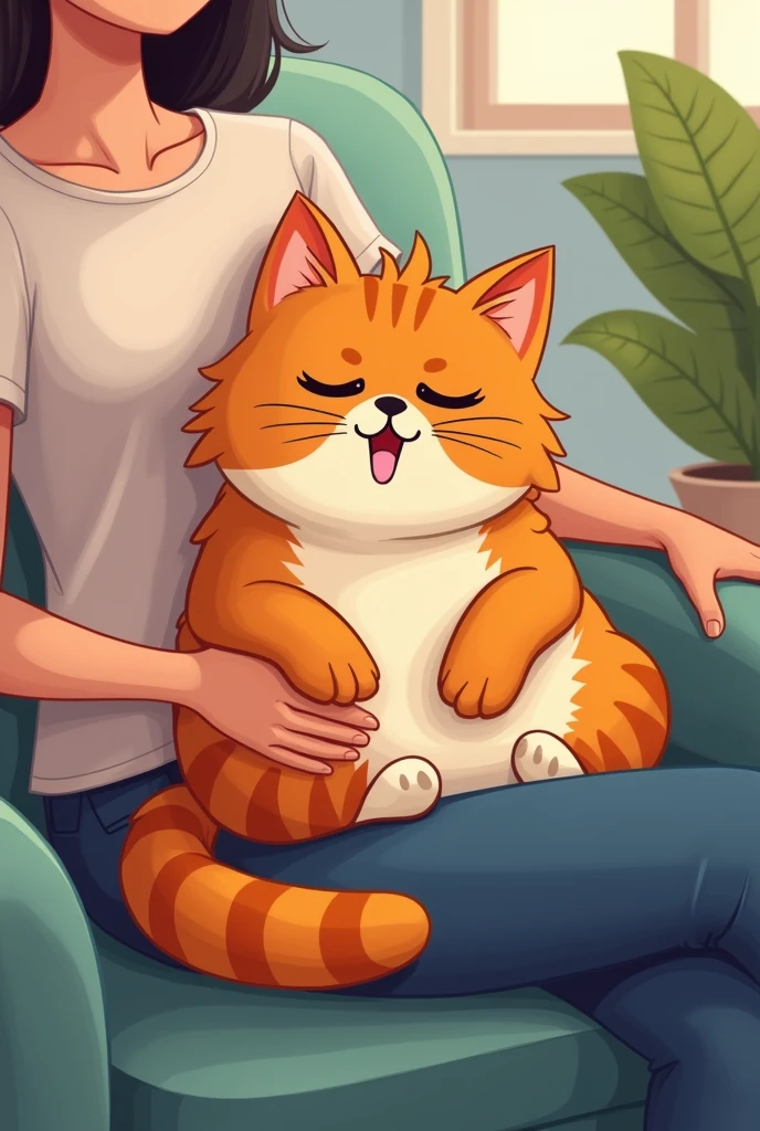 Cartoon Cat siting on lap