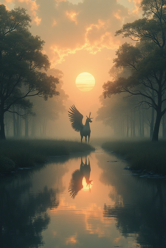 Horizons vertical In chocolate skies,
Like half-mirrored dreams in laurel cherry forests.The ghost of a fire-breathing ice floe went out in the bright twilight,
And the Hyacinth Pegasus stands there, not hearing me..The immanent mandrakes rustled in the reeds,
And rough-decadent Verses in withering ears.