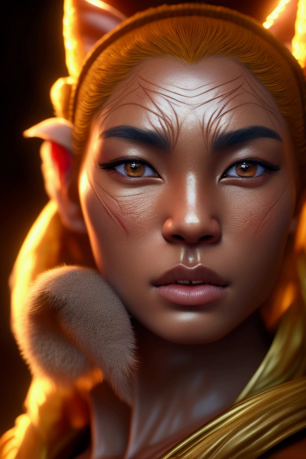 1 Khajiit monk,sun wukong inspired,80 cm tall,detailed face and body,beautiful detailed eyes,beautiful detailed lips,extremely detailed eyes and face,long eyelashes,intricate robes,detailed texture,(best quality,4k,8k,highres,masterpiece:1.2),ultra-detailed,(realistic,photorealistic,photo-realistic:1.37),concept art,cinematic lighting,vibrant colors,warm lighting,dynamic pose