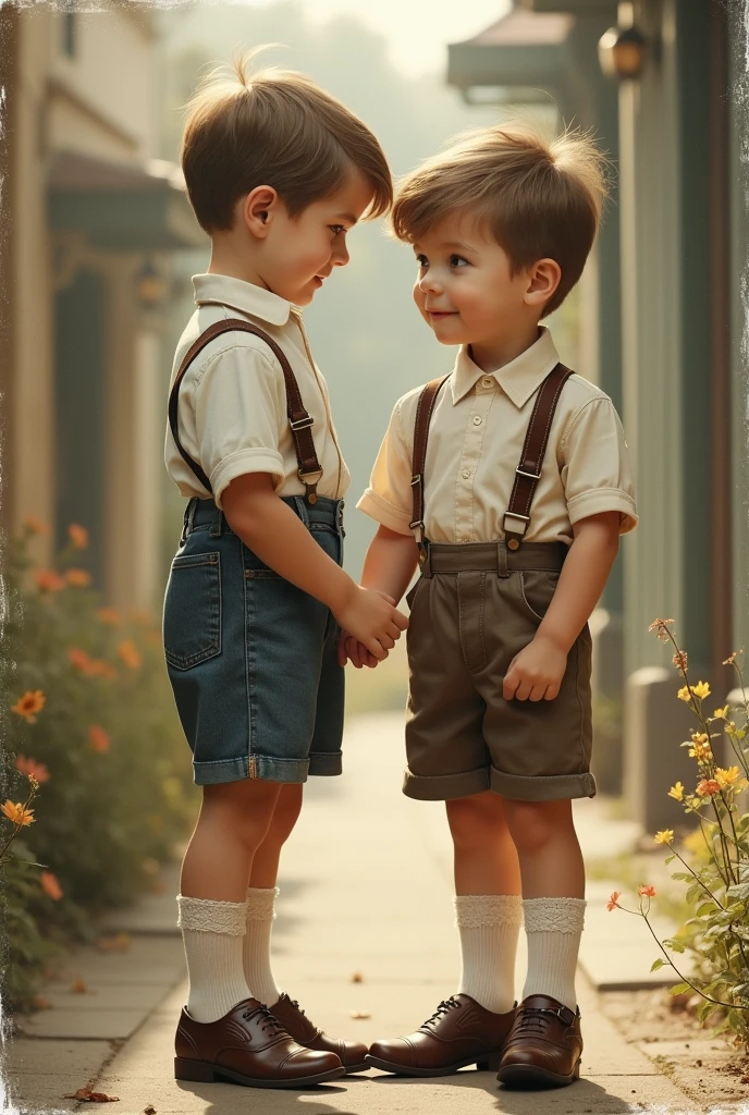 vintage boys with white socks and mary janes shoes