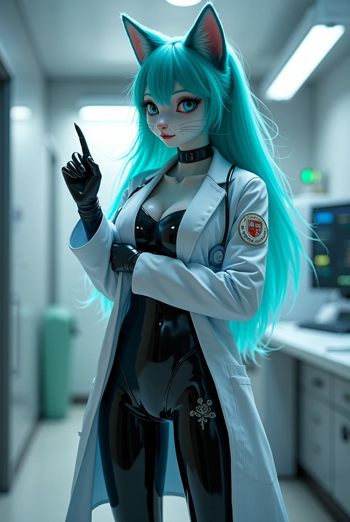 Doctor catgirl in latex leggings 