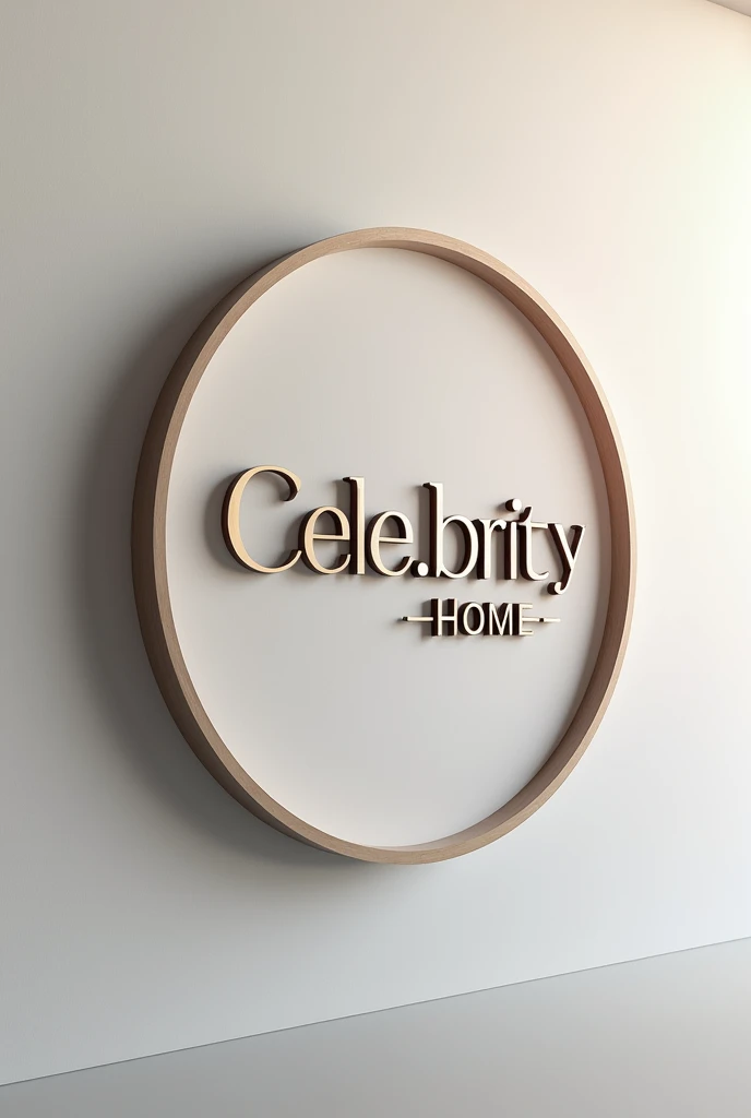 Create a only round shape 3d logo With name of Cele.brity Home with Simple background 