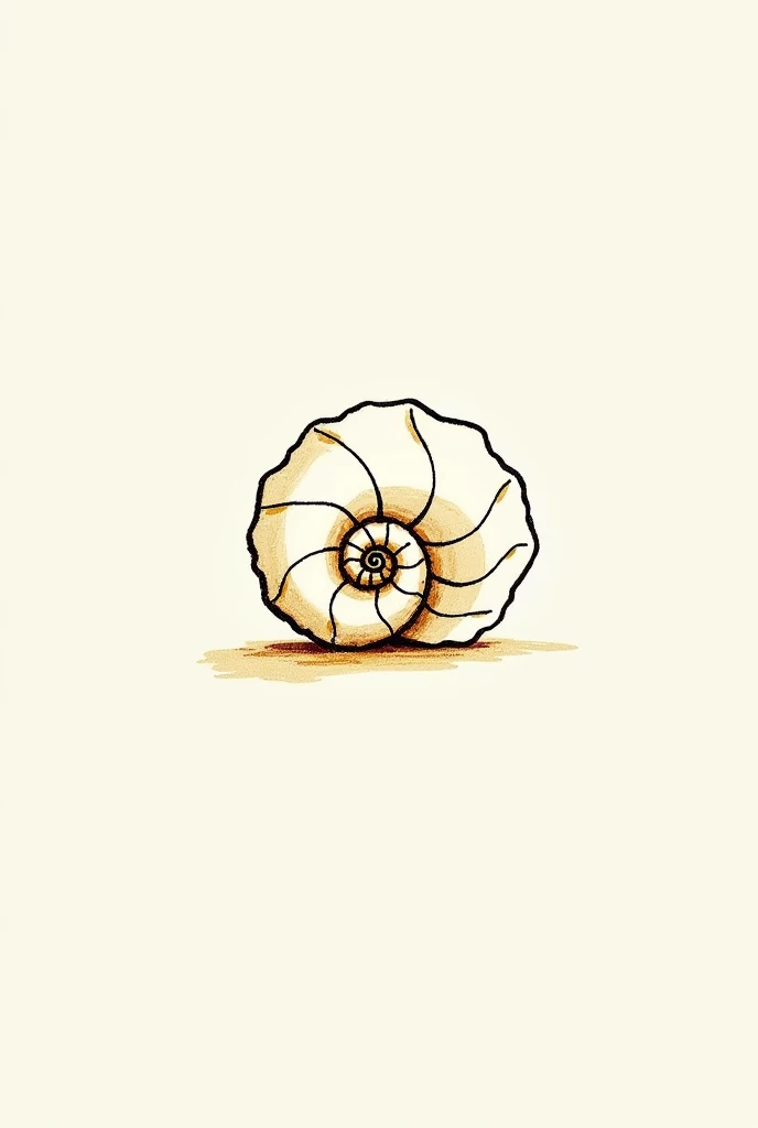  create an easy to draw  showcasing the Golden Spiral.   Make it literally shell  make it draw in pen make it like draw of 8 years old